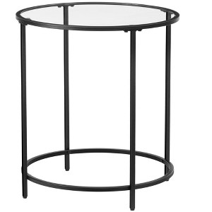 VASAGLE Round Side Table, Glass End Table with Metal Frame, Laurel Green Coffee Table with Modern Style - 1 of 4