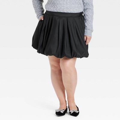 Women's Bubble Hem Mini Skirt - A New Day™ Black 2X