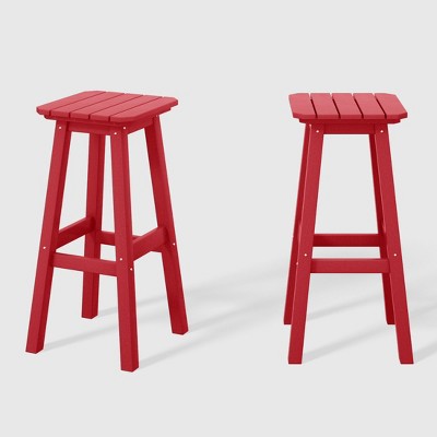 WestinTrends Malibu 29" All Weather Hdpe Outdoor Patio Square Backless Bar Stool (Set of 2)