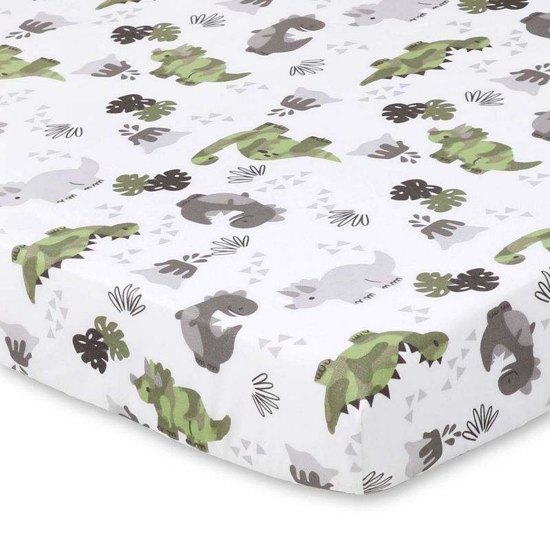The Peanutshell Fitted Playard Sheets - Camo Dinosaur and Geometric Print - 2pk, 3 of 7