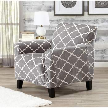 Great Bay Home Stretch Velvet-Plush Washable Chair Slipcover