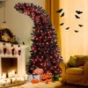 Tangkula 7FT Pre-lit Exotic Halloween Tree, Artificial Black Hinged Tree w/400 LED Lights & 8 Lighting Modes, Seasonal Holiday Tree for Christmas - 2 of 4