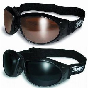 2 Pairs of Global Vision Eyewear Eliminator Safety Motorcycle Goggles with Brown Mirror, Super Dark Lenses & Micro-fiber Pouch - 1 of 2