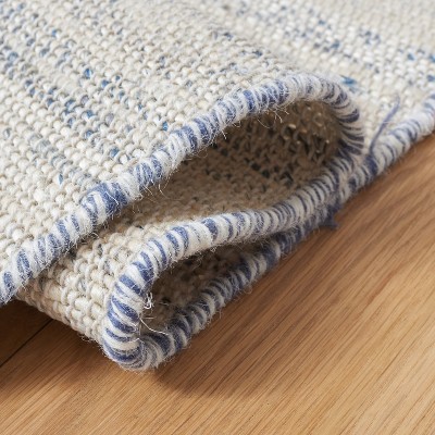 Beige and Grey Hand-Knotted Wool Rectangular Rug 4' x 6'