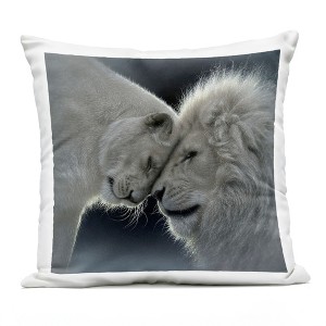 Stupell Industries White Lion Love Outdoor Decorative Throw Pillow, 18 x 18 - 1 of 3