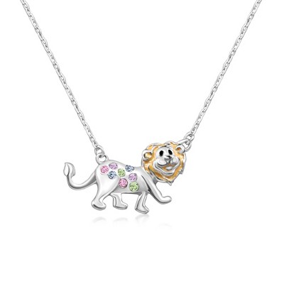 Chanteur Hypoallergenic Kids Jewelry Accessories Lion Multi-color Crystal White Gold Palladium Plating Necklace Pendant
