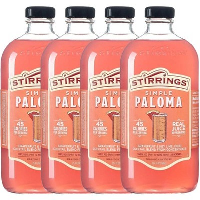 Stirrings Simple Paloma Cocktail Mix 750ml Bottles - Real Juice No Preservatives - 45 Calories - Drink Mixer
