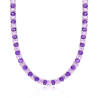 Ross-Simons 52.00 ct. t.w. Amethyst Necklace in Sterling Silver Size 18