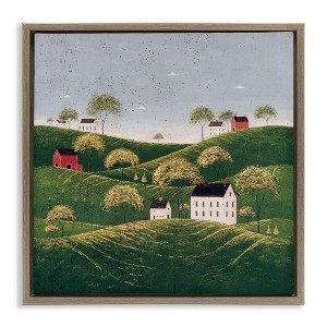 Stupell Industries Rolling Hills in Countryside Village Floating Frame Canvas Art - 1 of 4