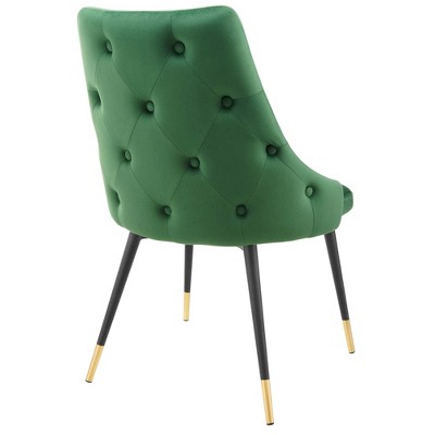 Emerald Velvet Upholstered Side Chair with Metal Accents