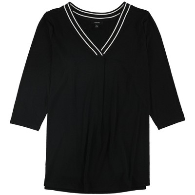 Alfani Womens Sweater Trim Pullover Blouse