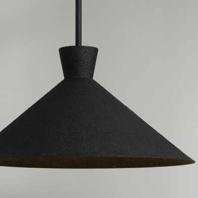 Textured Black Metal Pendant Light with Adjustable Height