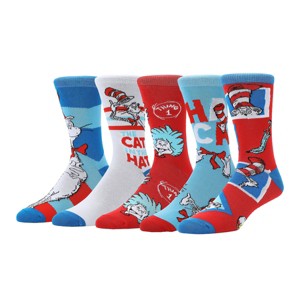 The Cat In The Hat Colorful Mens 5-Pack Casual Crew Socks - 1 of 4