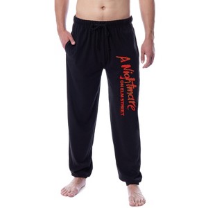 A Nightmare On Elm Street Mens' Movie Logo Title Jogger Pajama Pants Black - 1 of 3