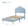 Twin Platform Bed Frame, Velvet Upholstered Platform Bed Frame with Height Adjustable Headboard, Strong Wood Slat Support, Easy to Assemble - 3 of 4