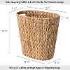 Aoibox Handwoven Water Hyacinth Waste Basket with Built-in Handles, Wicker Trash Can for Bedroom, Bathroom, Living Room, Home Office - 2 of 4