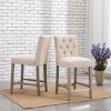 WestinTrends 24" Linen Fabric Tufted Counter Stool (Set of 2) - 2 of 4