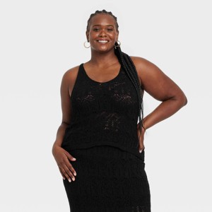 Women's Crochet-Style Sweater Tank - A New Day™ - 1 of 3
