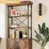 Tall Bookshelf with Doors, Industrial Storage Open Rack Shelf with File Cabinet Drawers, Large Vintage Freestanding Storage Home Office Cabinet - 3 of 4