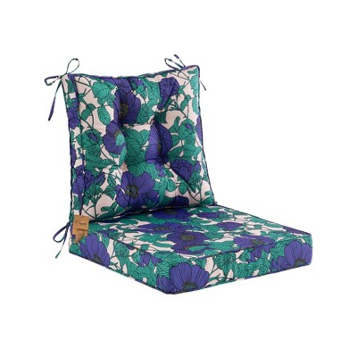 Deep Seat Cushions for Outdoor Furniture,Set of 2,Extra Thick 24"x24"x4",Tufted Low Back 22"x24"x6", Removable Patio Chair Cushions, Floral