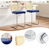FONTOI Counter and Bar Stools, 2PCS Velvet Counter Height Chairs with Rattan Back, 26 inch Stools Armless Bar Chairs, Blue, 18.9"*17.7"*39.4" - 3 of 4