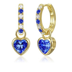 Molenia Heart Birthstone Drop Earrings for Women: 925 Sterling Silver hypoallergenic Huggie Dainty Jewelry Christmas Anniversary Birthday Gift for Mom - 1 of 4