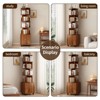 Homy Casa 360° Rotating Bookshelf with Storage Cabinet, Space-Saving Wooden Bookcase on Wheels, Walnut - 4 of 4