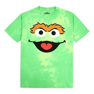 Sesame Street Oscar the Grouch Adult Green Tie Dye Short Sleeve Tee - 1 of 4