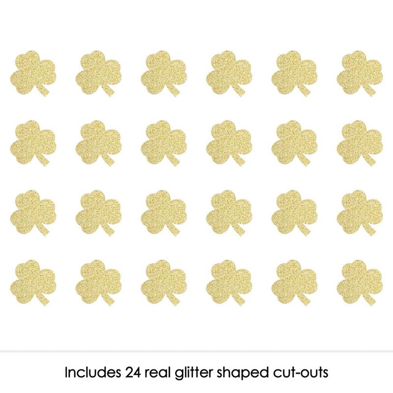 Big Dot of Happiness Gold Glitter Shamrocks - No-Mess Real Gold Glitter Cut-Outs - St. Patrick's Day Party Confetti - Set of 24, 2 of 7