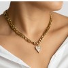 Adornia Tarnish Resistant 14k Gold Plated Figaro Chain With Crystal Halo Mother-of-Pearl Heart - 2 of 3