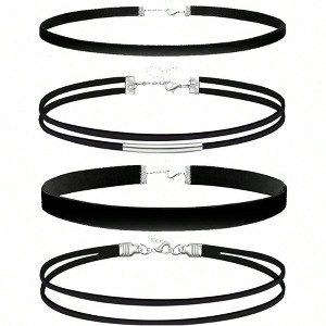 Black Choker Necklace Set, Velvet Lace Daisy Gothic Punk Classic Choker - 1 of 4