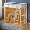 VINGLI Twin Wood Loft Bed with Charging Station/LED, Flat Rungs, 15 inches High Guardrail,Wood Slat Support No Box Spring Needed, White - 2 of 4