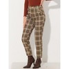 INSPIRE CHIC Women's Vintage Tartan Plaid Elastic Waist Straight Long Trousers - 3 of 4