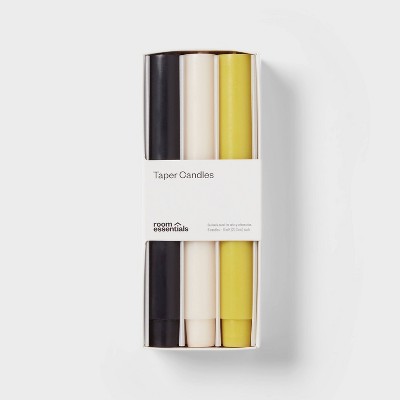 6pk Taper Candle Set Black White and Yellow - Room Essentials™