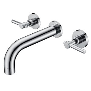 Sumerain Wall Mount Bathtub Faucet 3 Hole Two Lever Handle Tub Filler Faucet with Valve, Chrome - 1 of 4