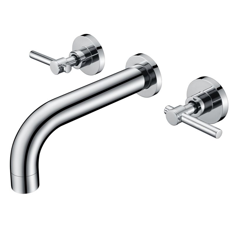 Sumerain Wall Mount Bathtub Faucet 3 Hole Two Lever Handle Tub Filler Faucet with Valve, Chrome, 1 of 8