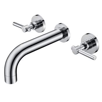 Sumerain Wall Mount Bathtub Faucet 3 Hole Two Lever Handle Tub Filler Faucet with Valve, Chrome