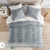 Blue/Grey Queen Duvet Cover Set - Set of 3 Pintuck Pleated, Lightweight, Soft Microfiber Bedding with Shams - 3 of 4
