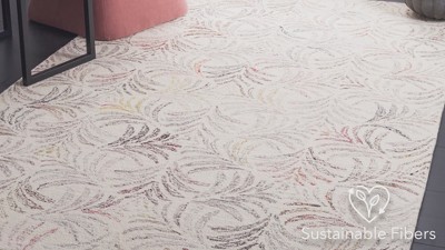 Ivory and Blue Floral Hand-Tufted Wool Area Rug