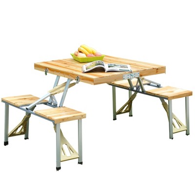 Folding Camping Table And Chair Set 4 Person Portable Family Outdoor Picnic Desk 