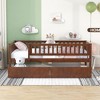 NicBex Twin Size Wooden Daybed, Modern Sofa Bed Frame with 2 Storage Drawers, Guardrails and Opening for Boy and Girl - 2 of 4