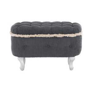 Gulches Gray Faux Fur Storage Bench - Modern Pleated Design with Safety Hinge, Large Storage & Metal Feet, Versatile as Footstool/Coffee Table - 1 of 4