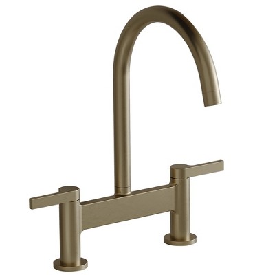 Modern two handle 2 hole bridge kitchen faucet with 360 degree swivel spout sink faucet