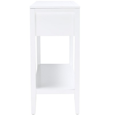 White Mahogany and Brass Hallway Table with Storage