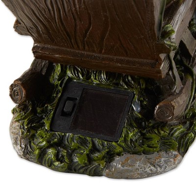 Solar Red Bird Rocking Chair Gnome Garden Statue