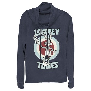 Juniors Womens Looney Tunes Hats Off Bugs Bunny Cowl Neck Sweatshirt - 1 of 3