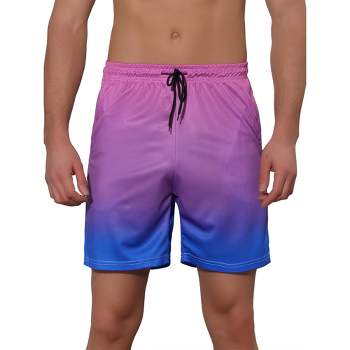 Lars Amadeus Men's Contrasting Colors Patterned Beach Swimming Board Shorts