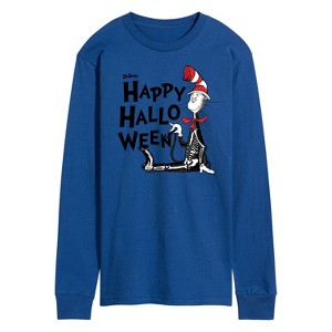 Men's - Dr. Seuss - Happy Halloween Skeleton Cat Long Sleeve Graphic T-Shirt - 1 of 4