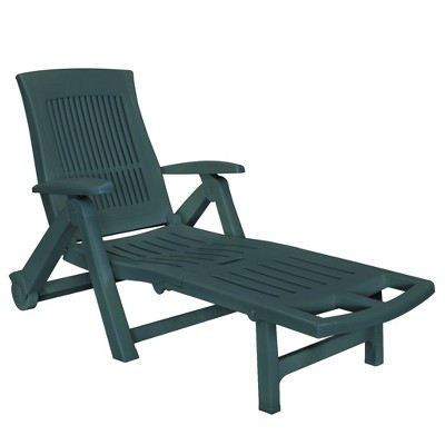 vidaXL Sunlounger Green Plastic One Size Foldable Sun Lounger