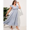 Womens Plus Size Casual Sleeveless Maxi Dress Ruffle Sleeve A Line Swing Summer Maxi Dress with Pockets - 3 of 4